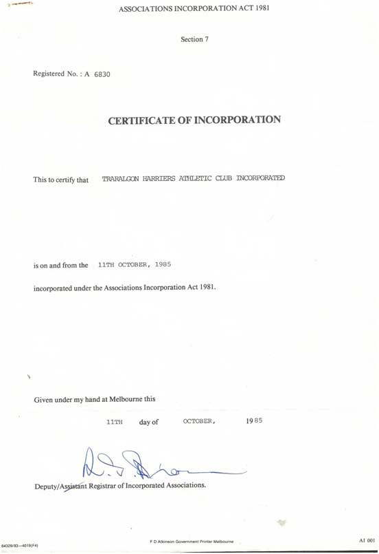 Certificate of Incorporation